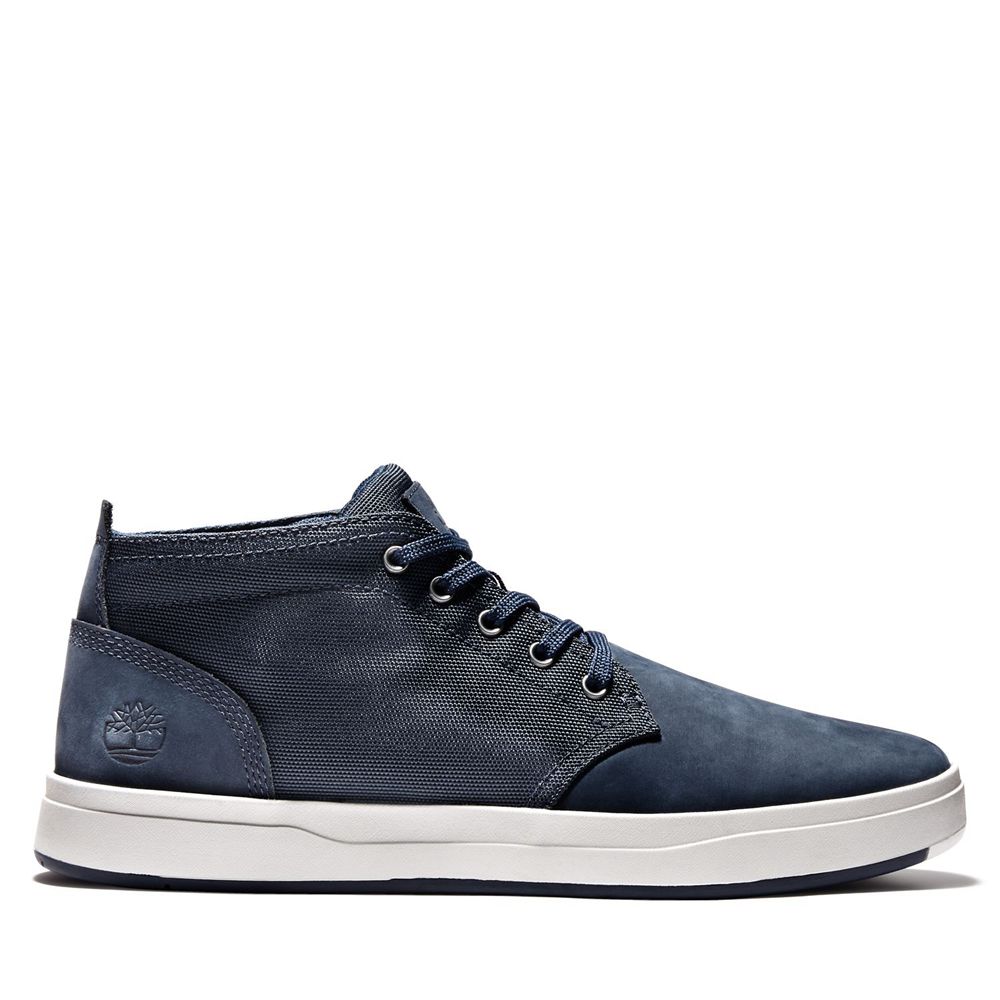 Timberland Mens Chukka Boots Davis Square Mixed-Media - Navy - India OC5980742